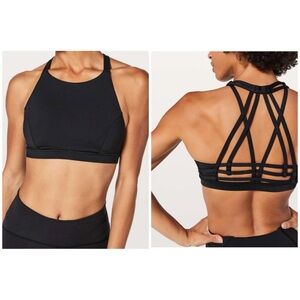 Lululemon Slide With Me Black Strappy Sports Bra